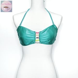 OP Metallic Bandeau Bikini Top Seafoam Green